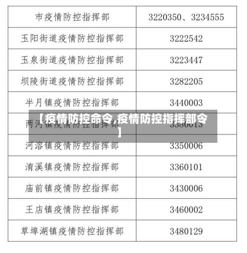 【疫情防控命令,疫情防控指挥部令】