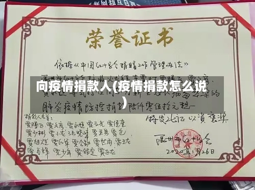 向疫情捐款人(疫情捐款怎么说)