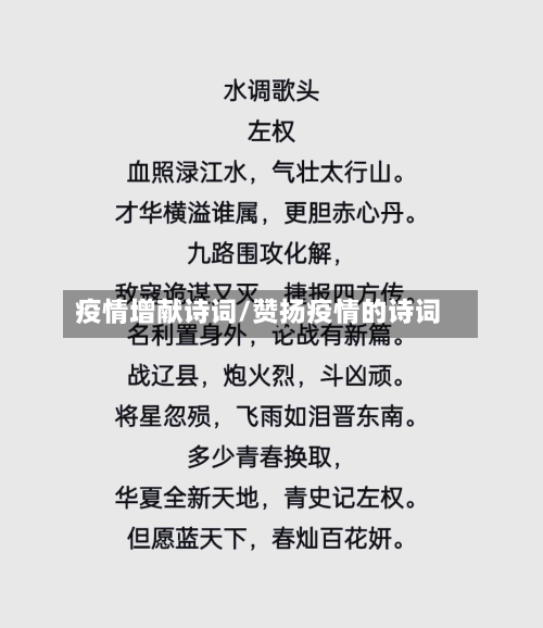 疫情增献诗词/赞扬疫情的诗词-第2张图片