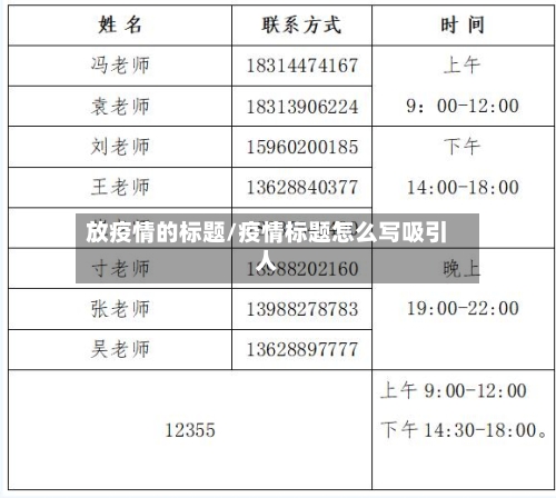 放疫情的标题/疫情标题怎么写吸引人