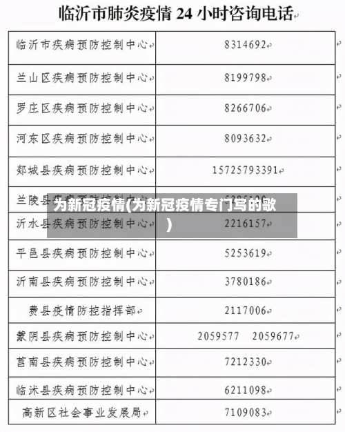 为新冠疫情(为新冠疫情专门写的歌)-第2张图片