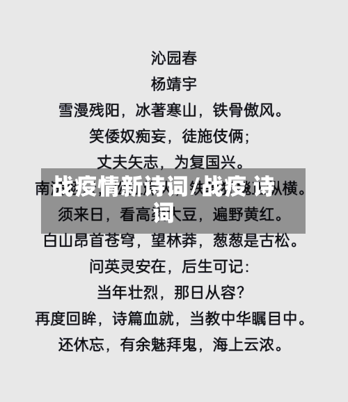 战疫情新诗词/战疫 诗词